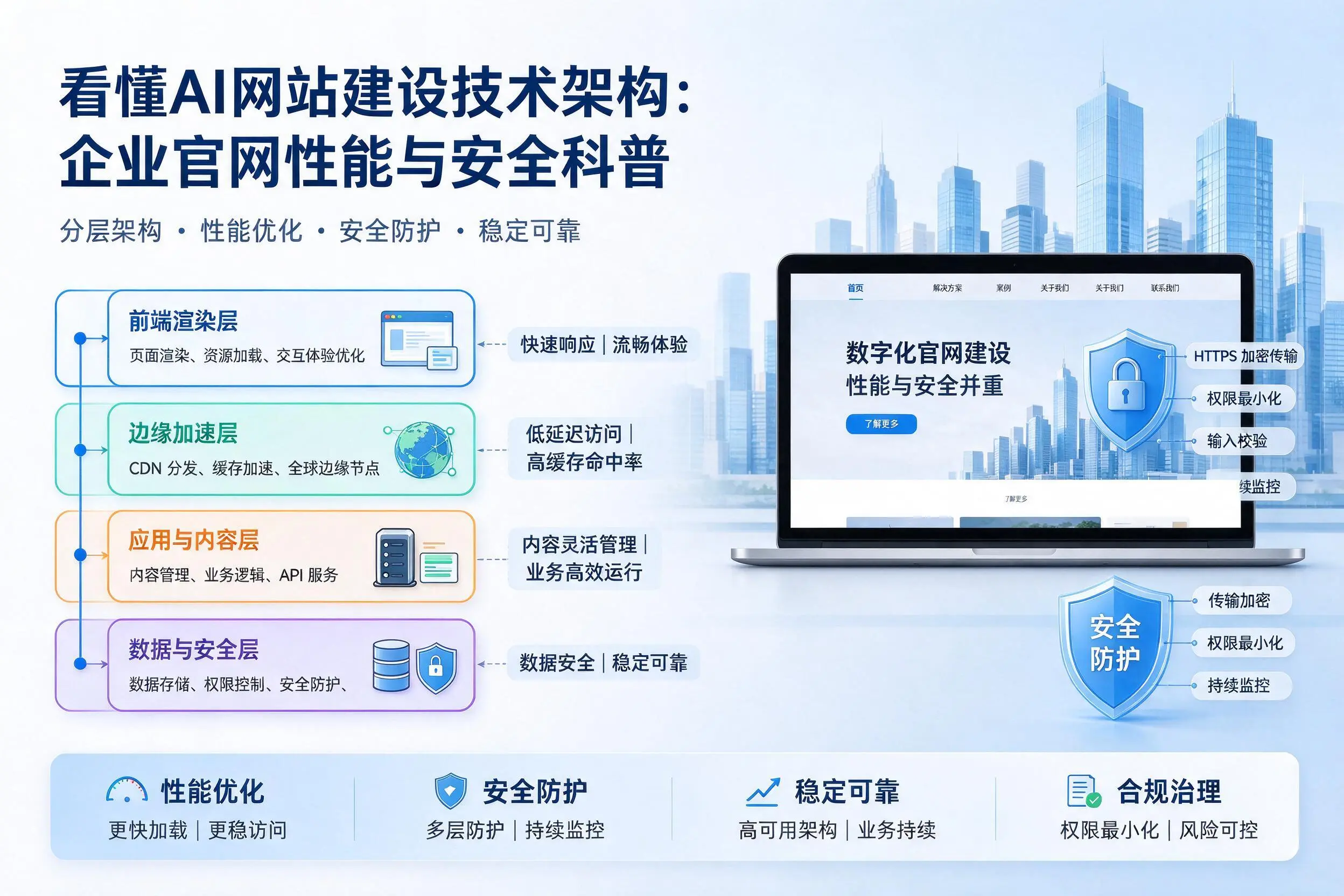 看懂AI网站建设技术架构:黔南企业官网性能与安全科普
