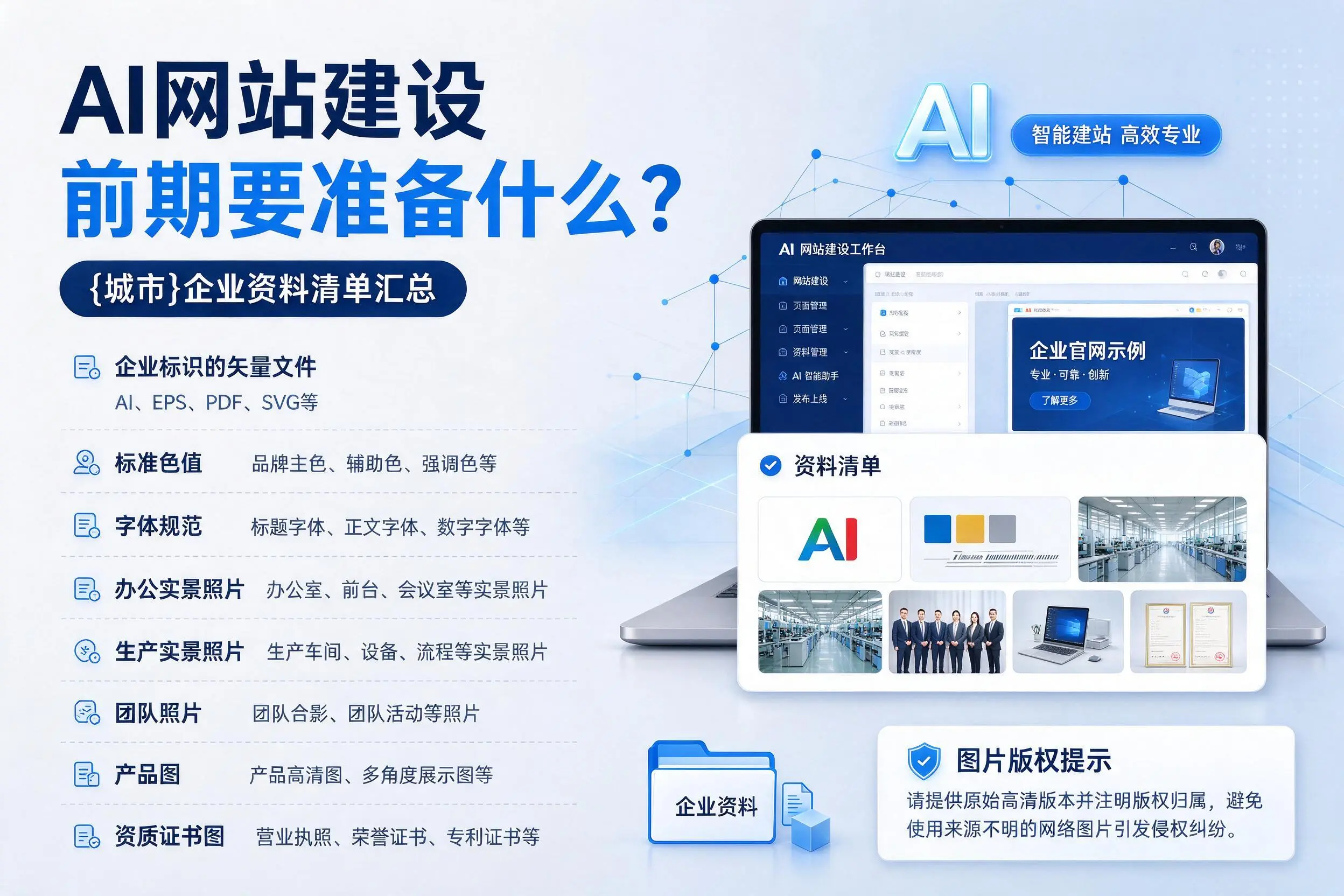 AI网站建设前期要准备什么？黔南企业资料清单汇总