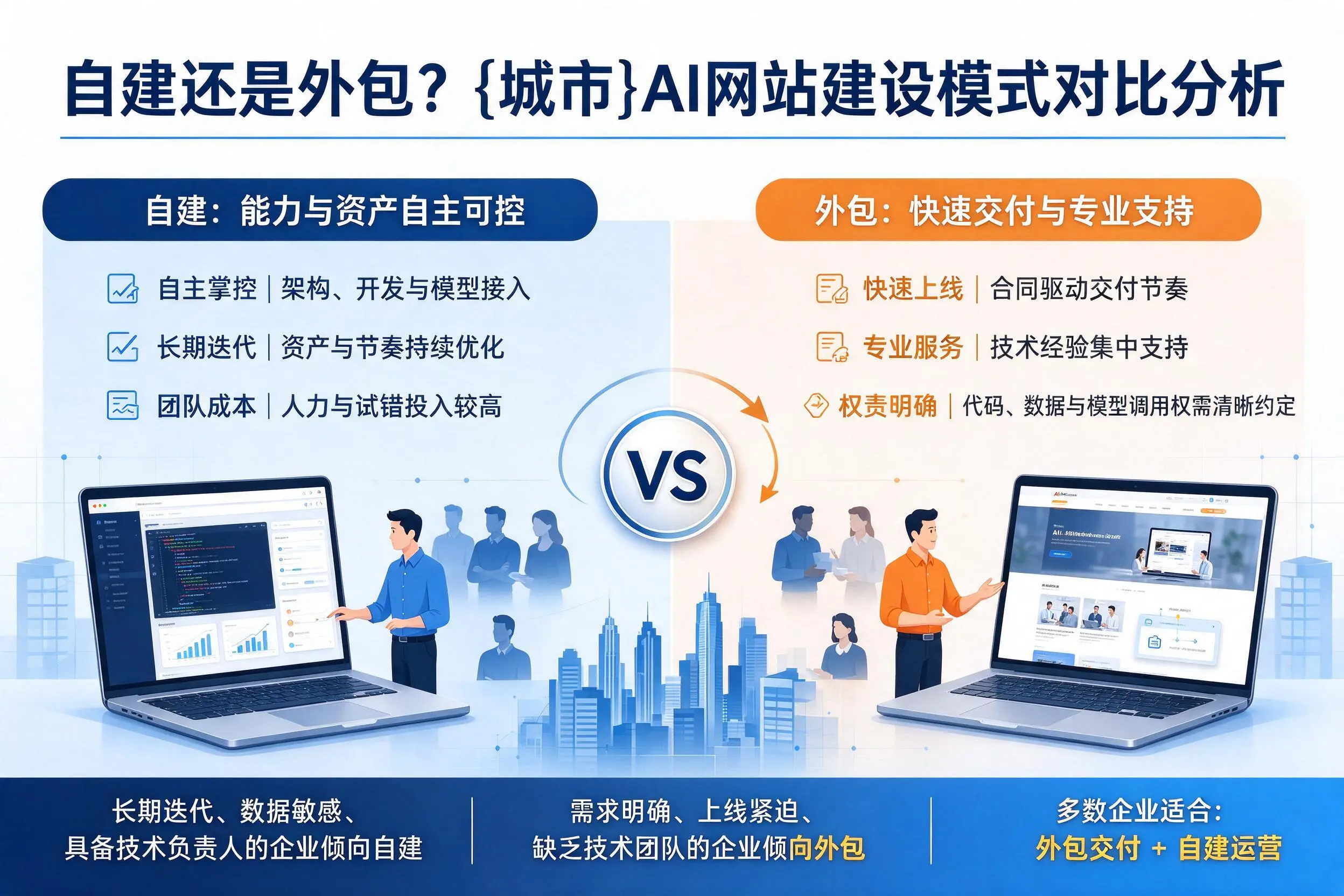 自建还是外包?黔南AI网站建设模式对比分析