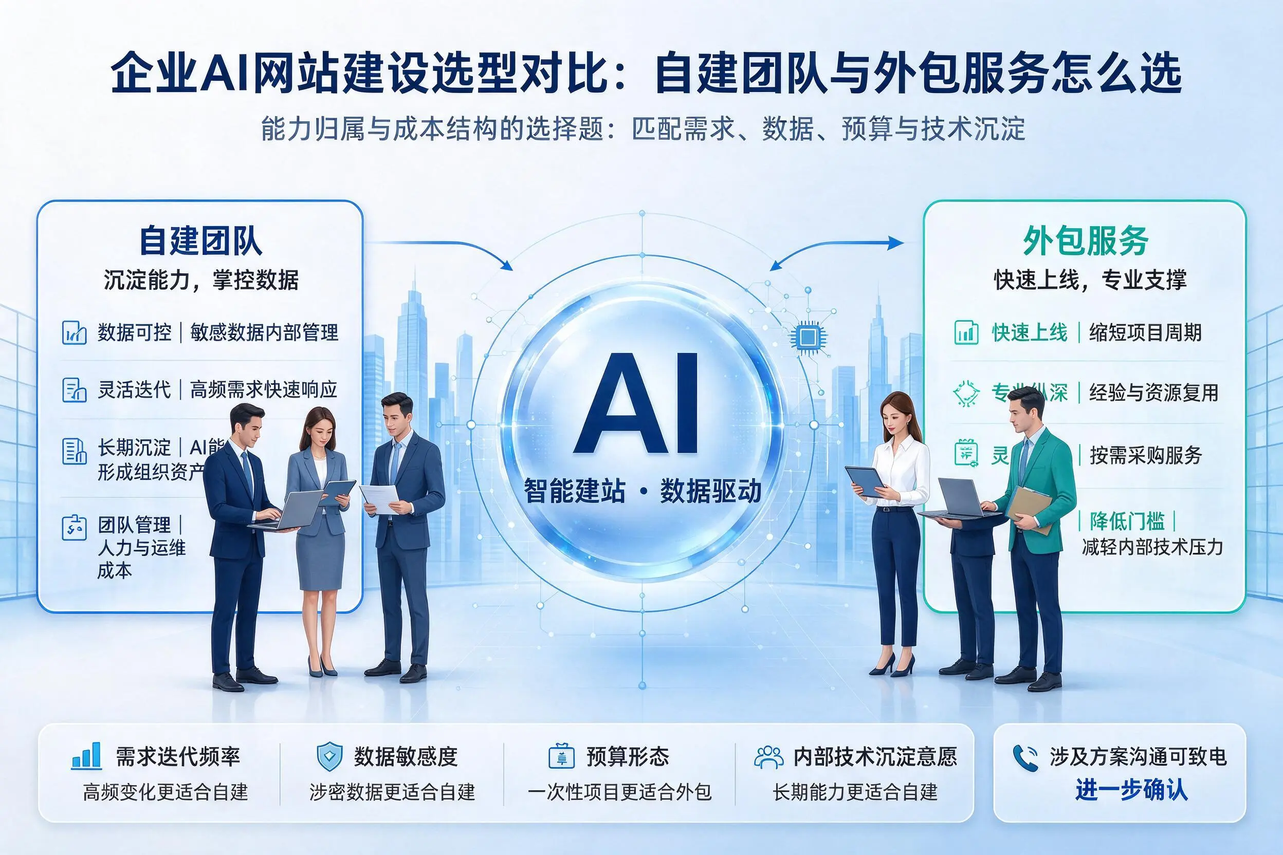 黔南企业AI网站建设选型对比：自建团队与外包服务怎么选