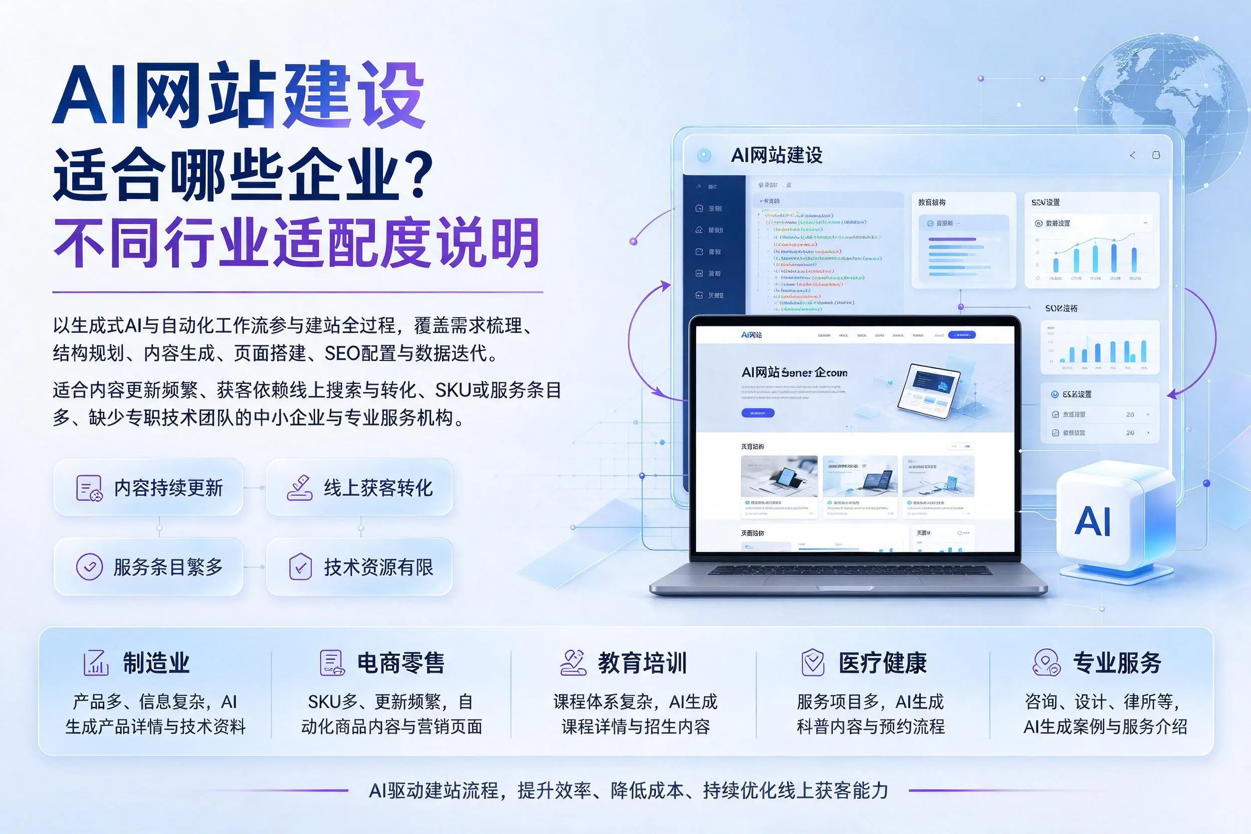AI网站建设适合哪些企业?黔南不同行业适配度说明